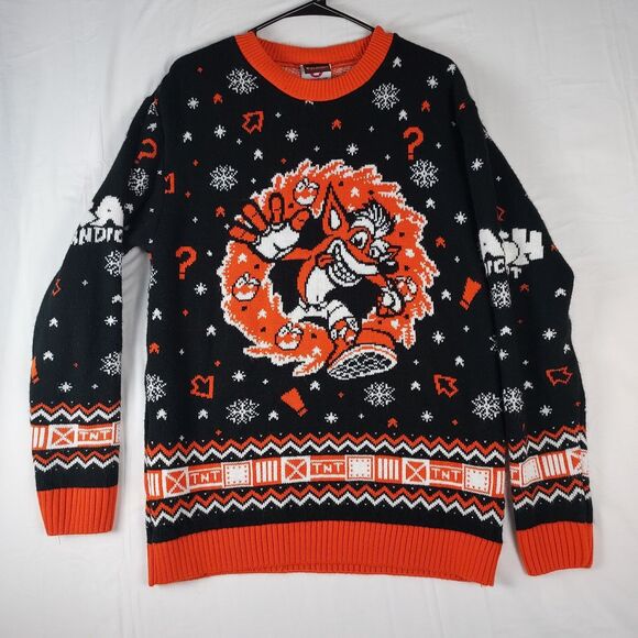 Crash Bandicoot Xmas Sweater Numskull Medium Black Orange Retro Gamer Holiday - Picture 1 of 10